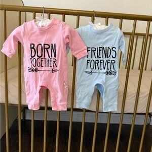 Pink and Blue Baby Rompers Set
